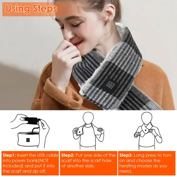 Charcoal | The Heated Scarf, as shipped