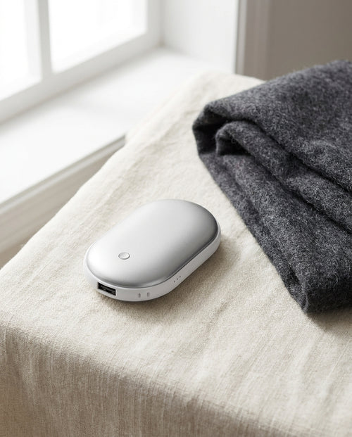 Silver | Pocket Hand Warmer on linen