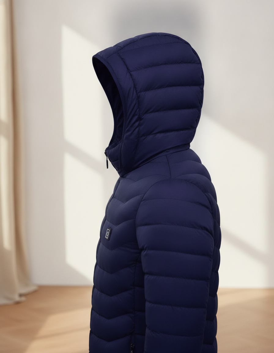 Blue | hood up, side view