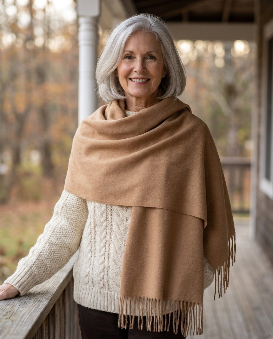 Camel | The Wintermae Wrap, worn