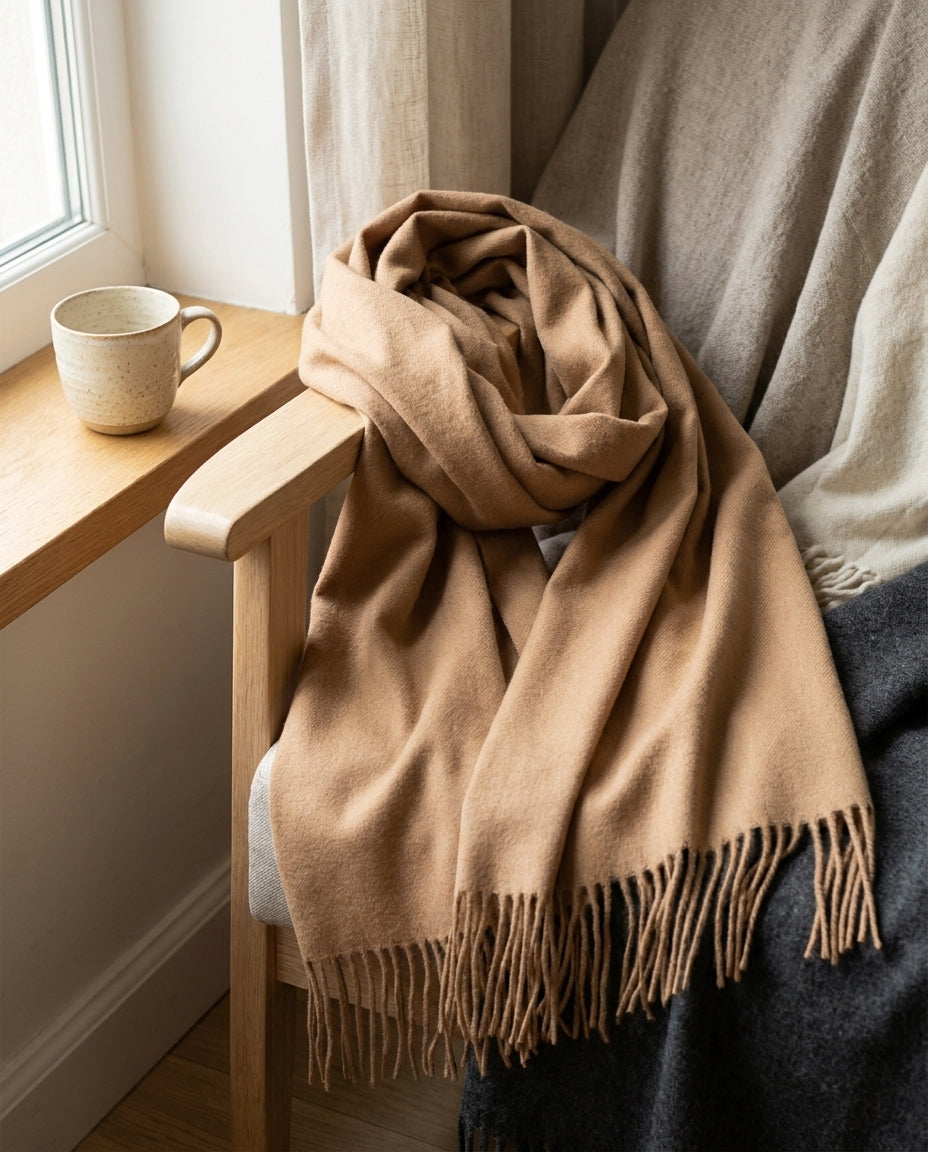 Camel | folded over a chair