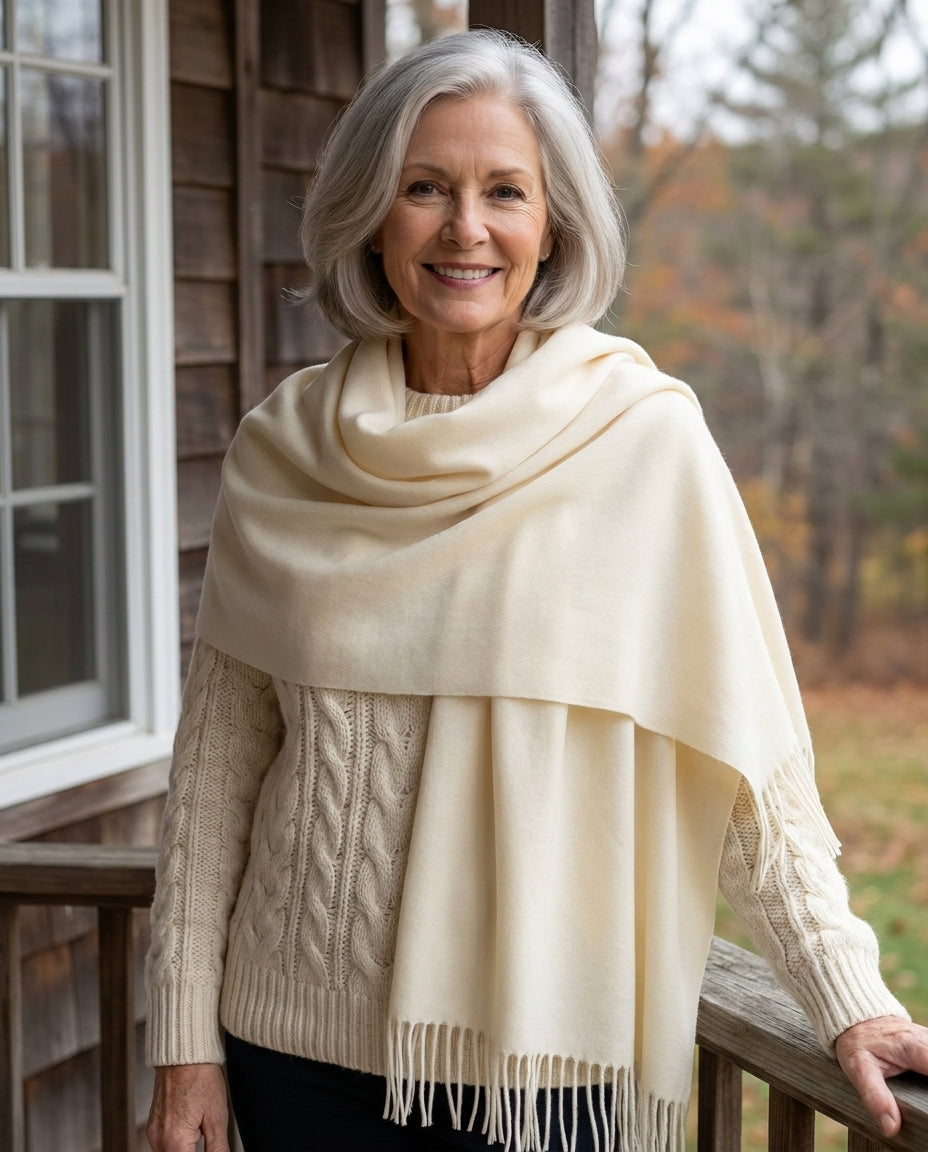 Ivory | The Wintermae Wrap, worn