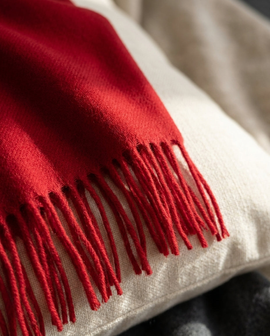 Red | weave and fringe detail