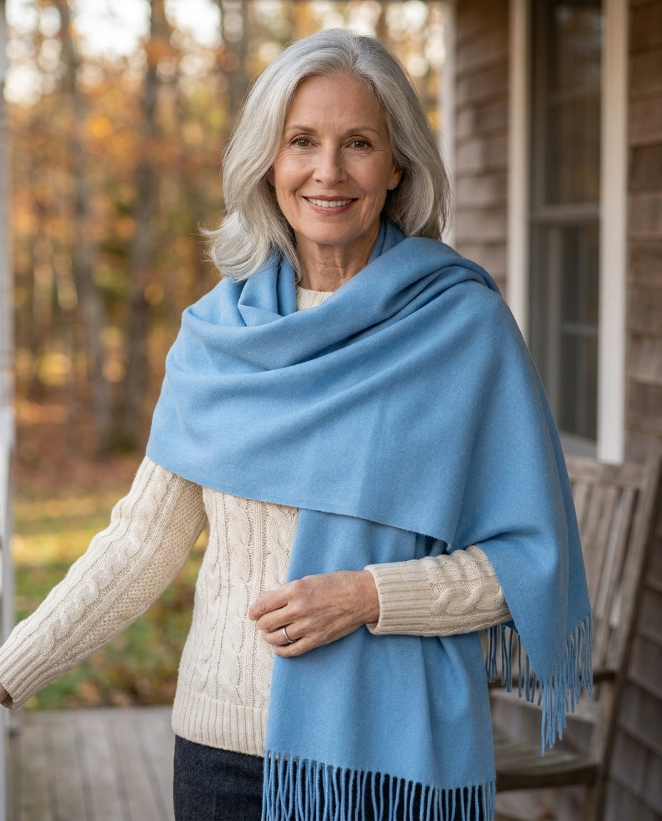 Sky blue | The Wintermae Wrap, worn